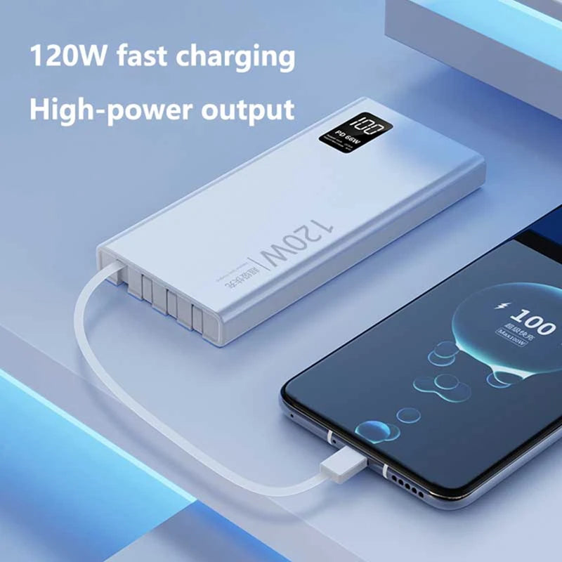 500000mAh Power Bank Built 4 Cables Large Capacity Super Fast Charging Portable External Battery for iPhone Huawei New