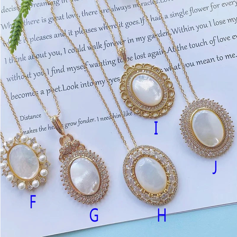 5 Pcs Shell Pendant Necklace Colorful Crystal Shell shape Pendant Necklace Fashion women Necklace Fashion Jewelry 52452