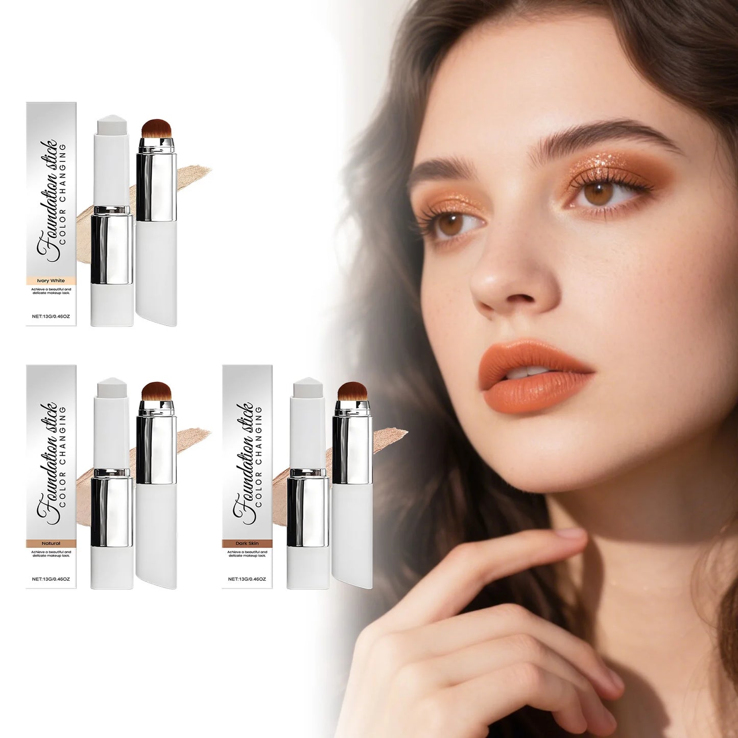 Dual-Action Color-Changing Foundation Stick - Skin-Nourishing, Lightweight Matte Finish, All-in-One Portable Makeup Stick