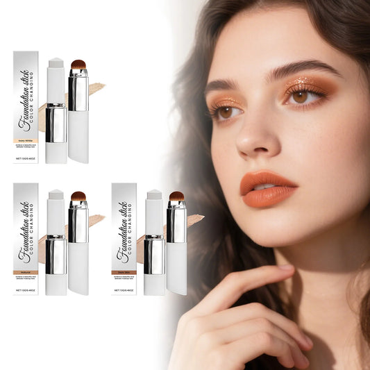 Dual-Action Color-Changing Foundation Stick - Skin-Nourishing, Lightweight Matte Finish, All-in-One Portable Makeup Stick