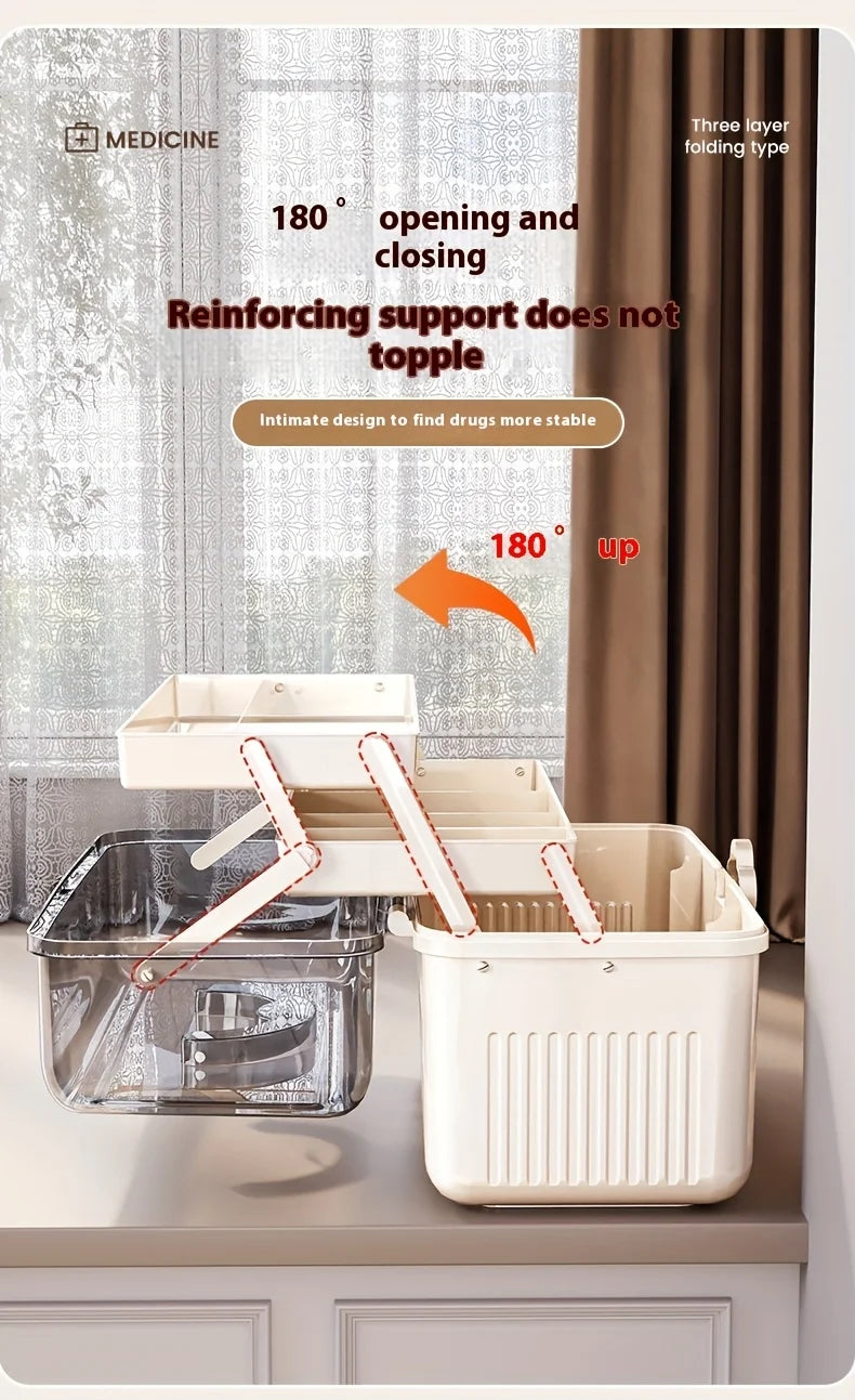 Smart Flip-Top Medicine Box! Visual Window + Multi-Layers. Easy-Carry Handle & Organized Storage. Keep Pills Sorted