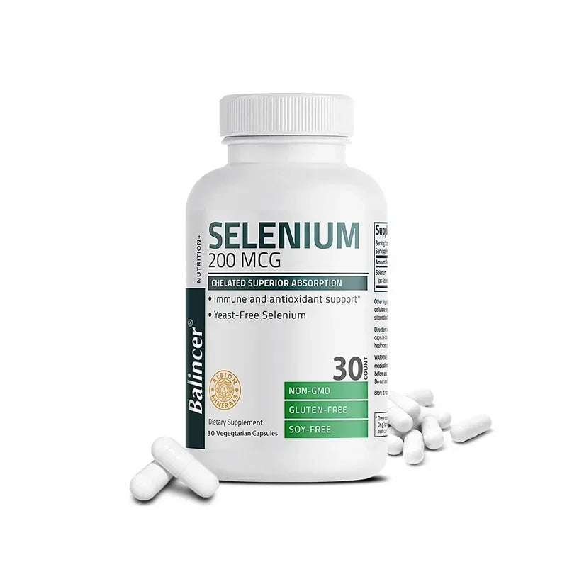 Organic Selenium Capsules - Vitamin D for Heart, Bone, Metabolism & Immune Health, Improves Brain Function, High Absorption