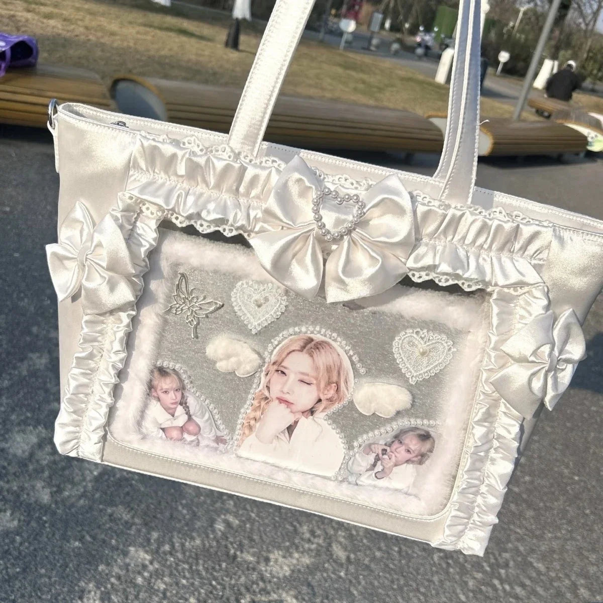 New Sweet and Cool Girl Ulzzang Ita Bag Lace Bow Ribbon JK Uniform Shoulder Bag Comic Exhibition Portable Y2K Tote Bag