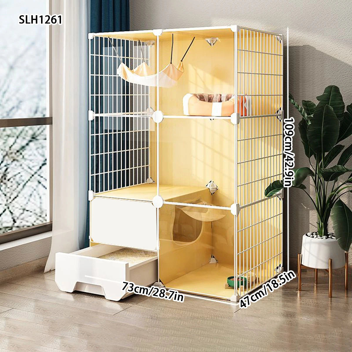 Cat cage with enclosed cat litter box indoor cat cage household cat cage with toilet integrated cat house cat house