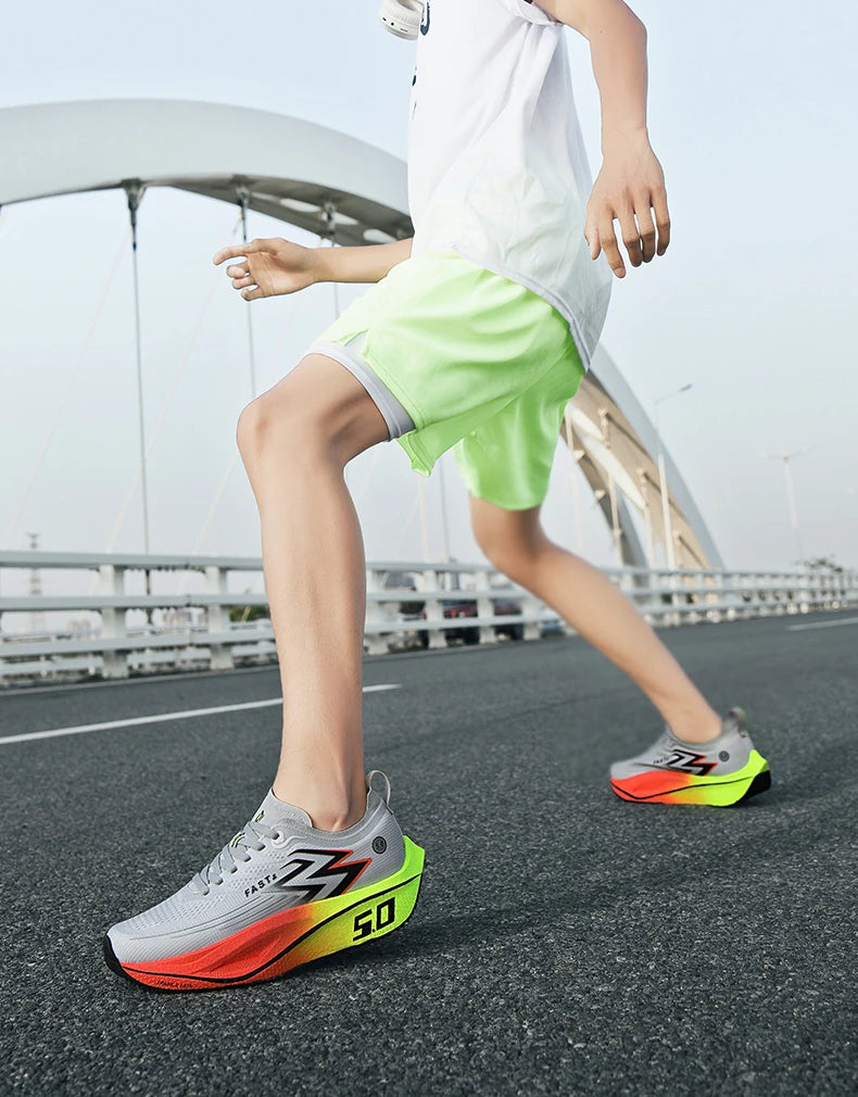 Men Running Shoes Carbon Plate Marathon Speciality Sports Breathable Lightweight Women's Comfortable Nonskid Leisure Sneakers