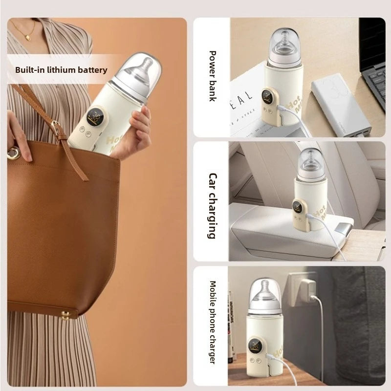 ‌6000mAh Smart Rechargeable Portable Feeding Bottle Warmer Travel Set Instant Heating Temperature Control for Baby Milk