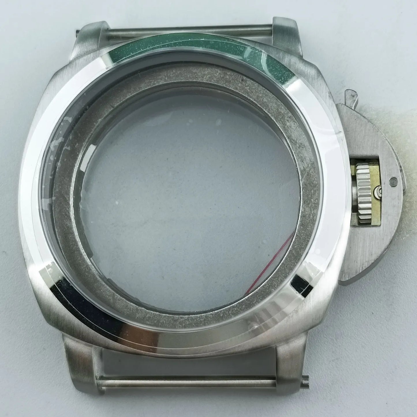 45mm ST2555 Case Brushed Black Case Sapphire Glass Stainless Steel Case For ST2555 movement Watch Accessories