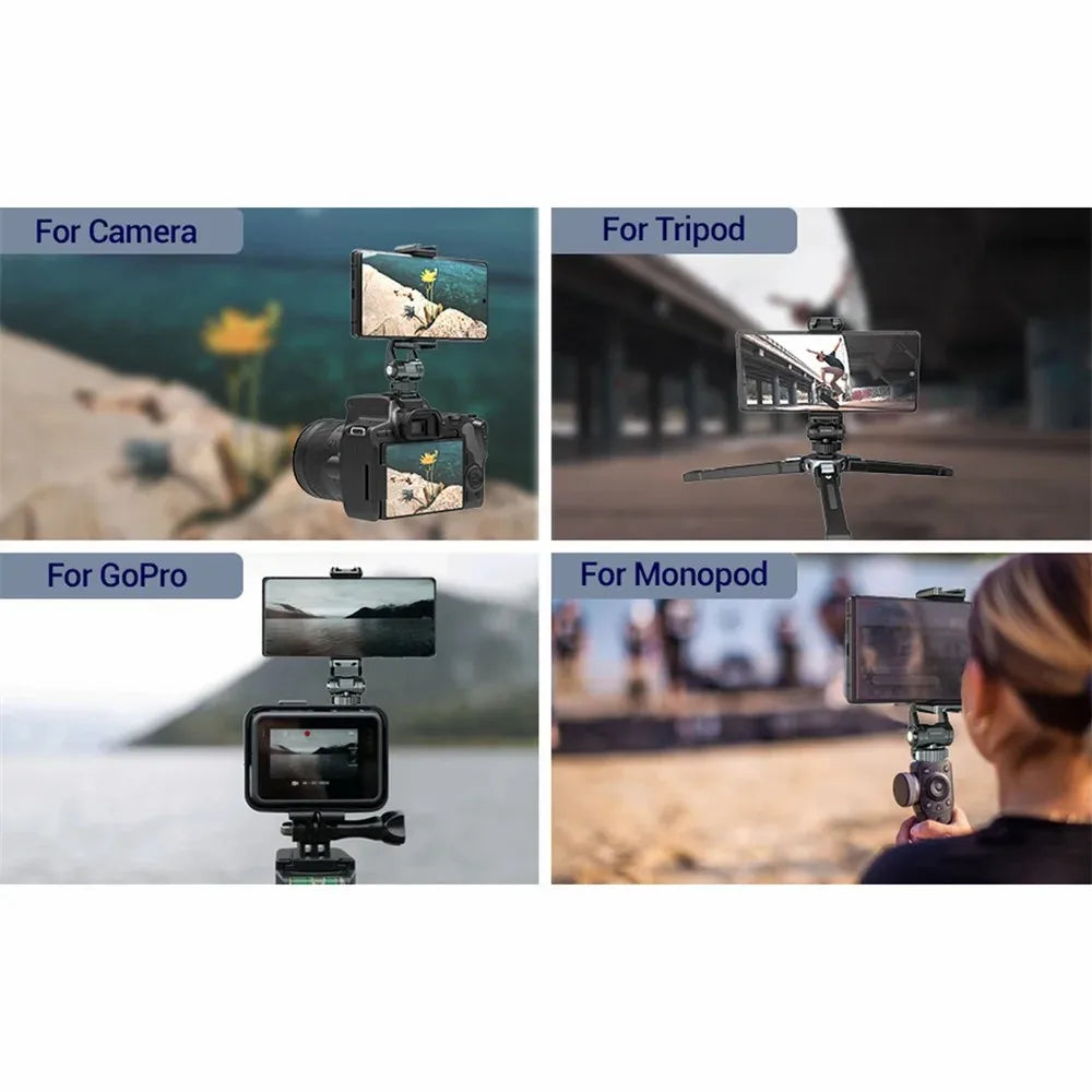 LEAPLIGHT Upgrade Aluminum Phone Tripod Mount Smartphone Holder Adapter W Arca Cold Shoe for iPhone 15 14 13 Phone Mic Light