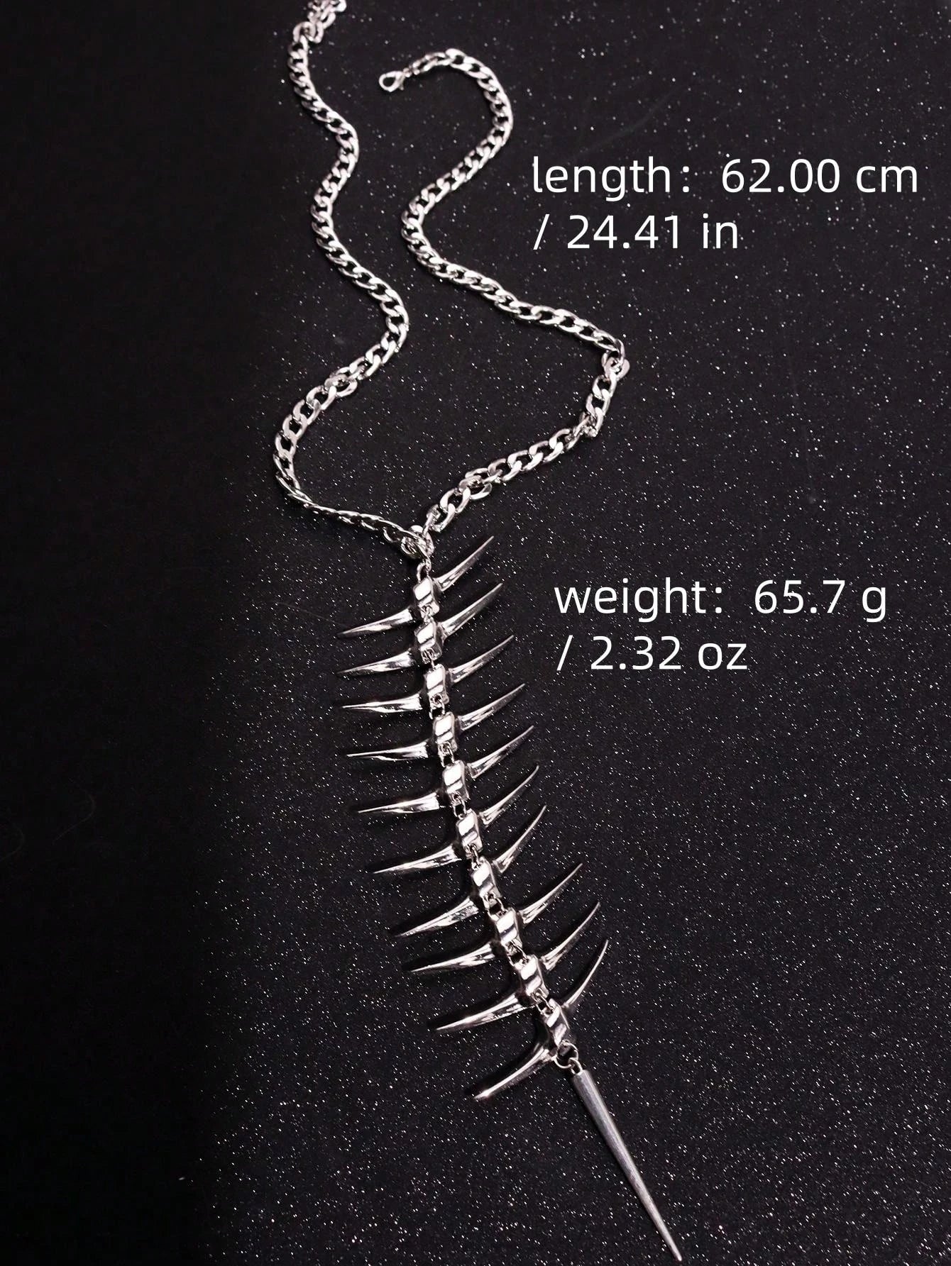 Punk Style Spine Bone Back Chain Necklace for Women Exaggerated Personality Simple Retro Hip Hop Body Chain Jewelry Gift