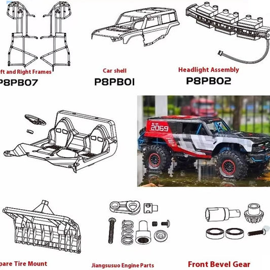 Mjx H8p H8h Original Factory Accessories Electric Control Motor Tire Differential Gear Car Shell Remote Control Car Accessories