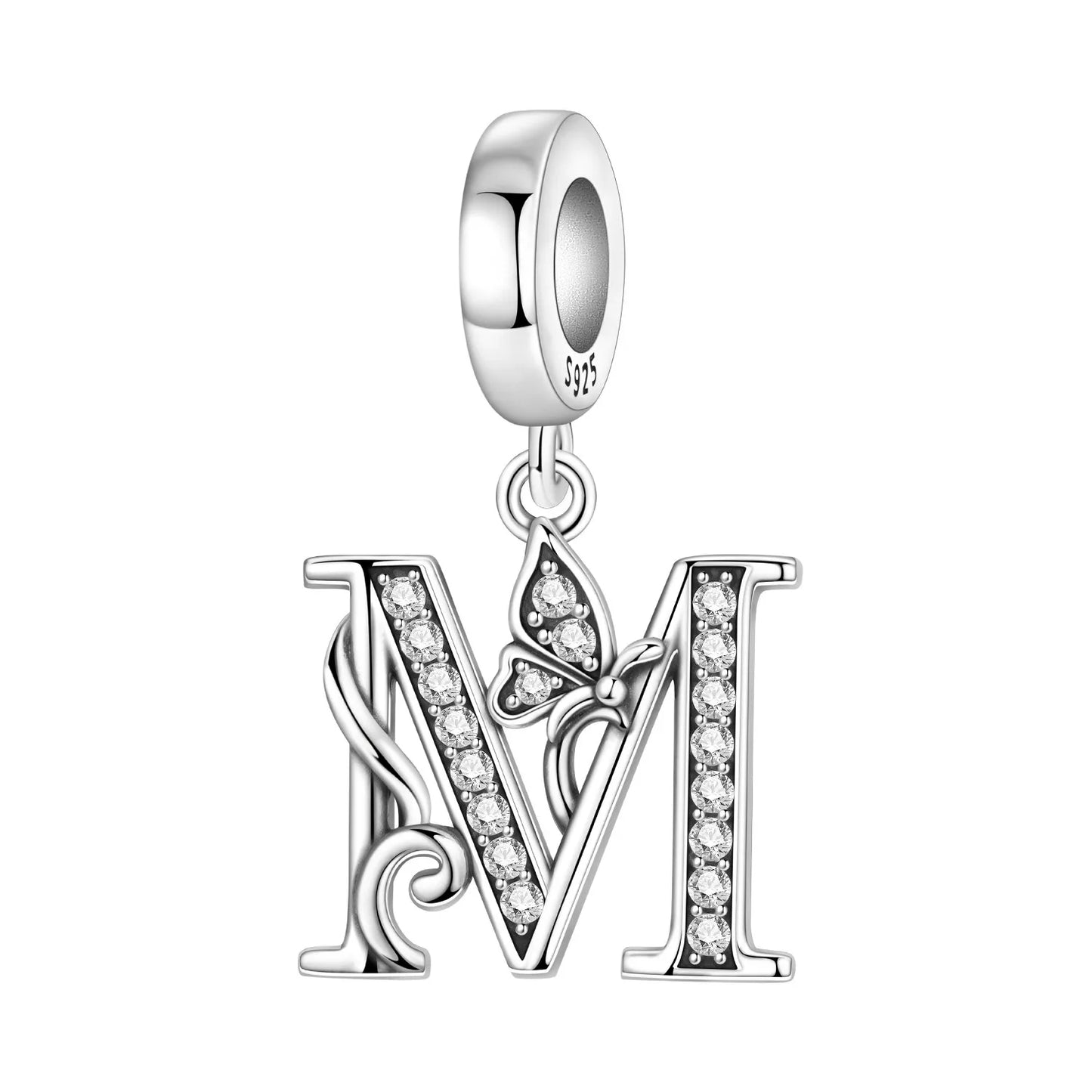 2026 New 925 Sterling Silver Zircon Scroll Grass Pattern 26 Letter Bead Charms for Women Fit DIY Bracelet Necklace Jewelry Gift
