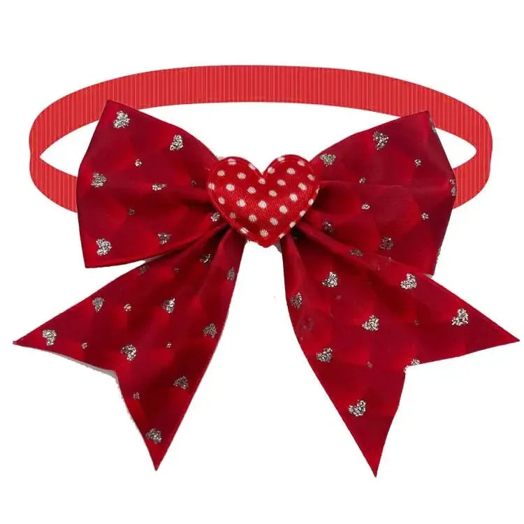 50pcs Cute Dog Bow Tie Love Heart Style Pet Supplies Valentine's Day Small Dog Red Puppy Bow Tie Pet Dog Cat Collar Accessories
