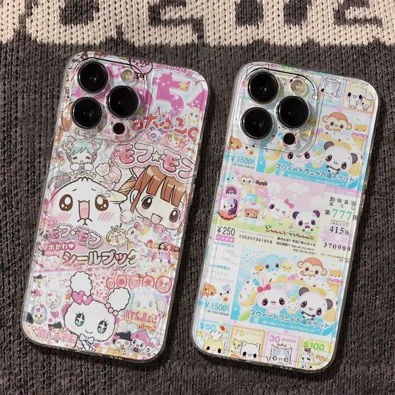 Cute Japanese Anime Pattern Phone Case For iPhone 17 16 15 14 13 12 11 Pro Max XR XS MAX 7 8 PLUS MINI INS Transparent Cover