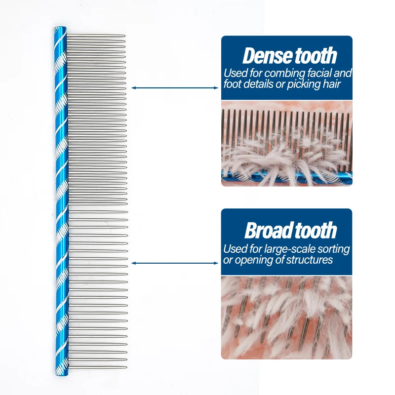 Dog Comb Long Thick Hair Fur Removal Cleaning Brush Stainless Steel Lightweight Pets Cat Grooming Combs for Dogs 16/19/20/25cm