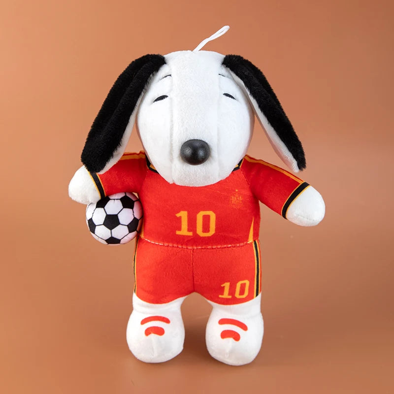 New Peanuts Snoopy Soccer cute Plush Toy Pendant Key Chain Team Jersey Stuffed Doll with Football for Kids Fans Birthday Gift