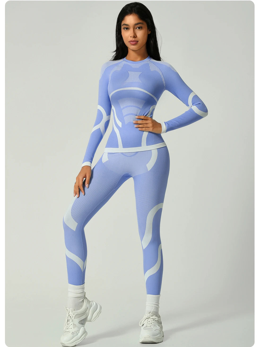 Seamless Ski Thermal Underwear Set Women Winter Warm Base Layer Long Sleeve Top Leggings Suit Breathable Outdoor Sports Wear