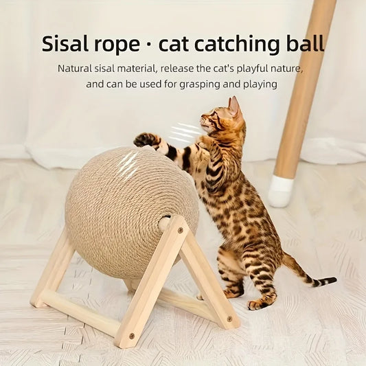 1 Set Cat Scratching Ball Toy: Kitten Sisal Rope Claw Grinding Scratcher - Vertical Design