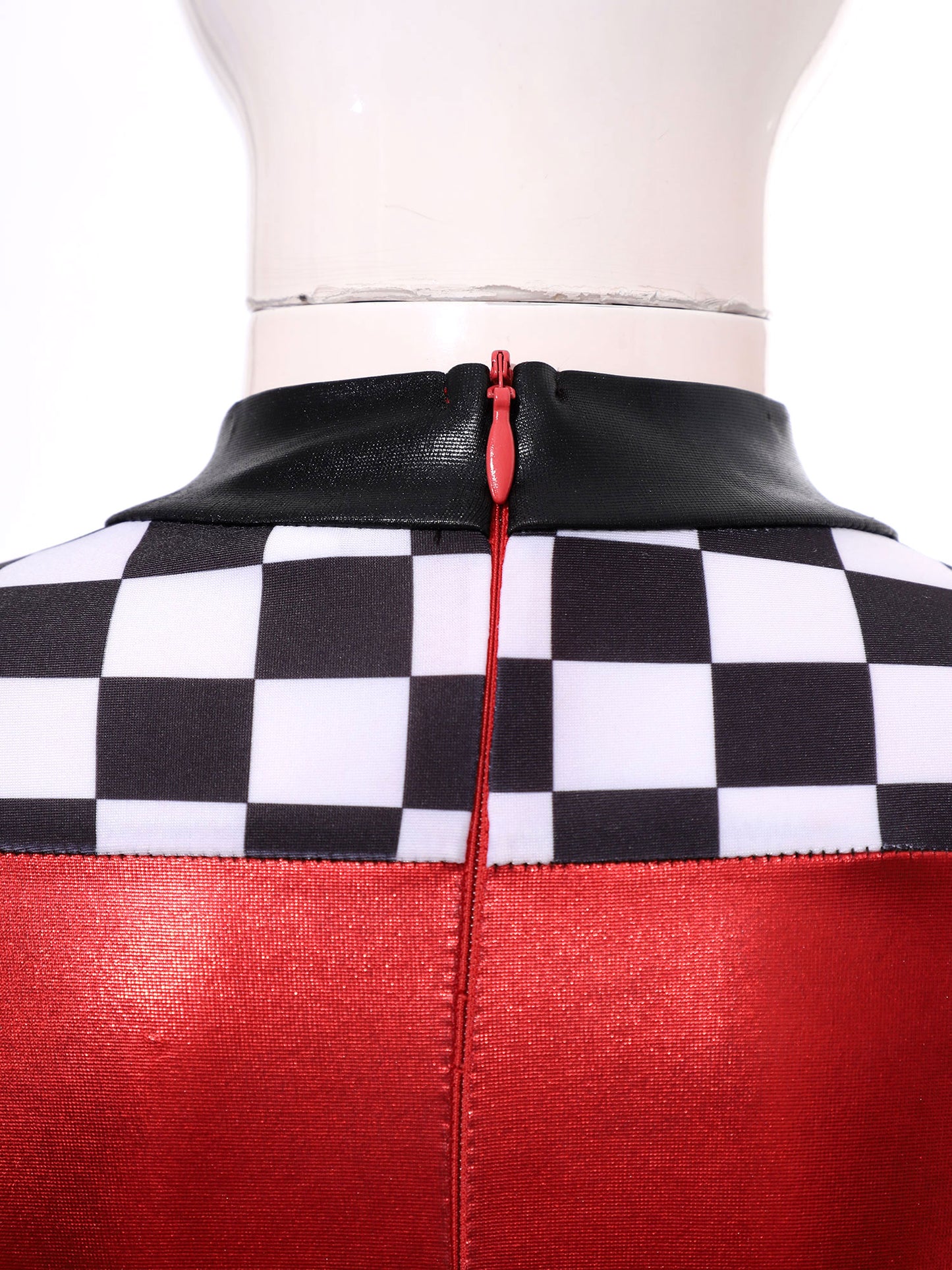 Kids Girls Checkerboard Racer Costume Halloween Car Driver Cosplay Leotard Dress with Tulle Skirt Themed Party Driving Roleplay