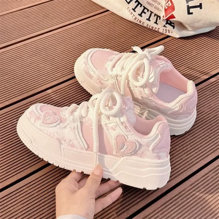 Sweet Women Sneakers Pink Kawaii Design Fashion Womens Sports Shoes Cute Patchwork Korean Style Casual Female Shoes