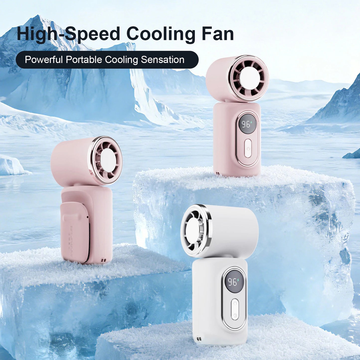 Portable Clip-On Mini Fans Adjustable 5-Speed Portable Fan with LED Display for Outdoor Travel Office Travel Accessories Gift