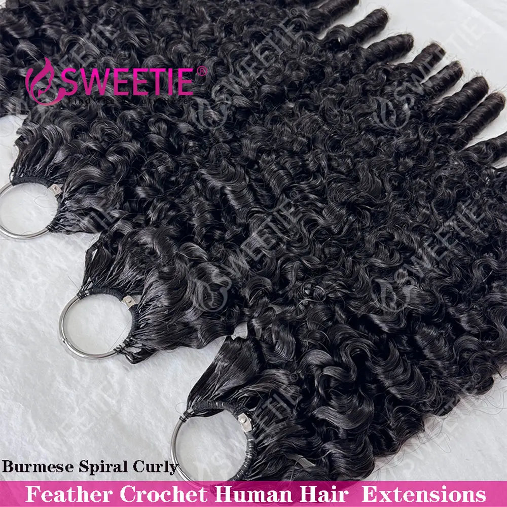 Crochet Human Hair Spanish Spiral Curly 12A Pixie Curly Virgin Human Hair Feather Crochet Hair Extensions For Braiding Invisible