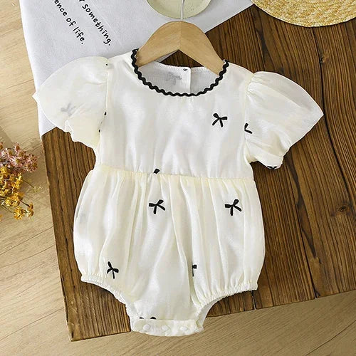2025 New Summer Toddler Baby Girls Jumpsuit Short Sleeved Cotton Stripe Newborn Baby Girls Romper 0-24M Baby Girls Clothing