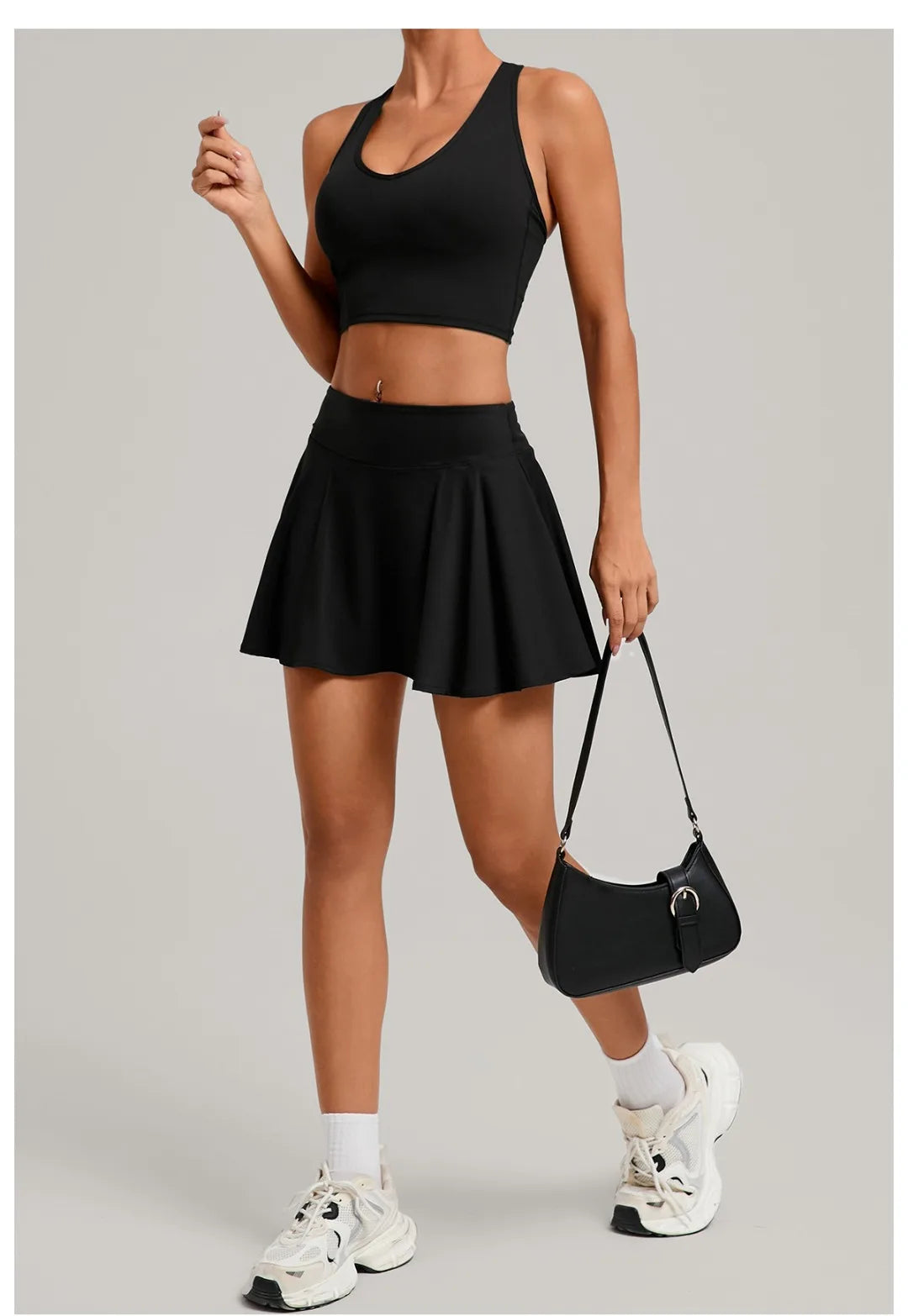 Women's Tennis Skirt Sets Golf High Waist Hip-lifting Anti-Exposure Pokets Fitness Running Sports Beauty Back Vest Workout Suits
