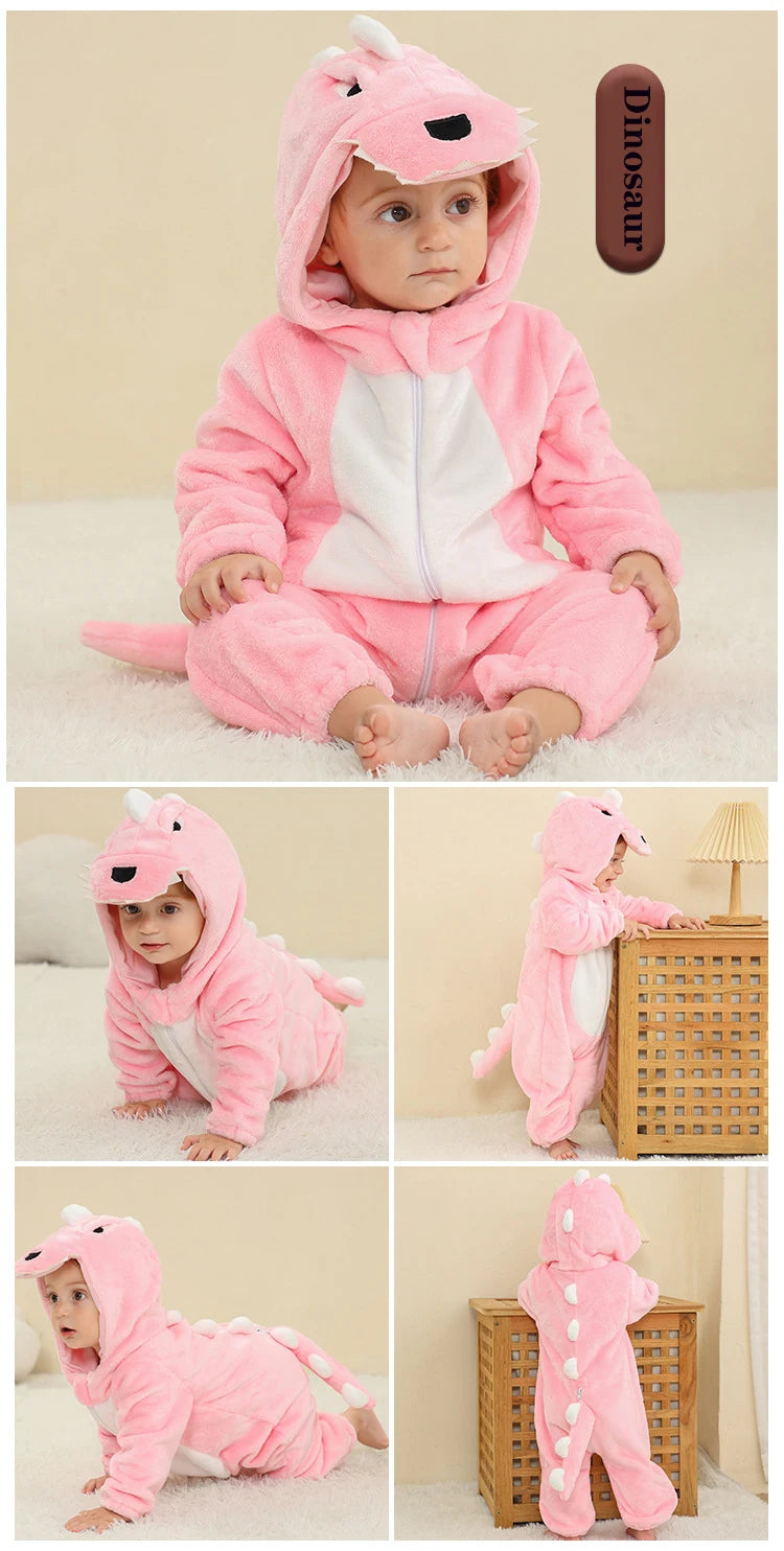 Autumn Winter Cartoon Style Winter Long Sleeve Baby Boys Girls Rompers Toddler Kids Playsuit Jumpsuits Baby Clothes Child Onesie