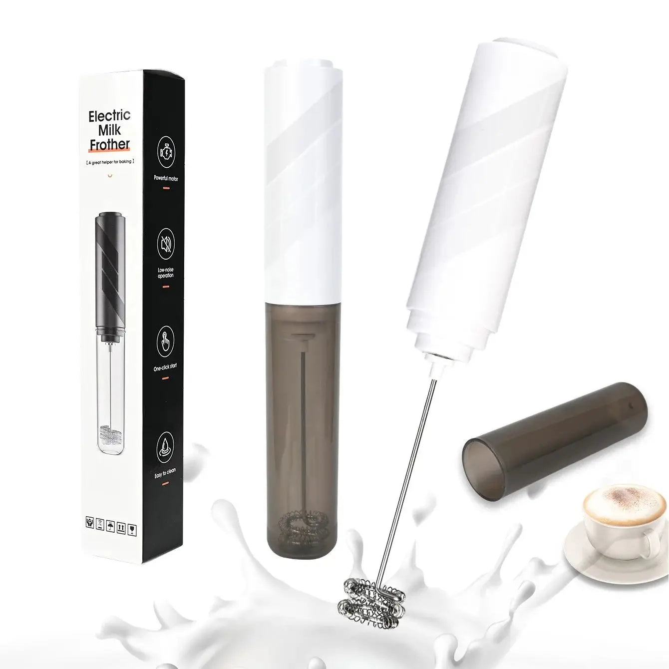 Handheld Electric Milk Coffee Mixer, High-Speed Cream Mixer, AA Battery Powered Latte and Cappuccino Kitchen Appliances