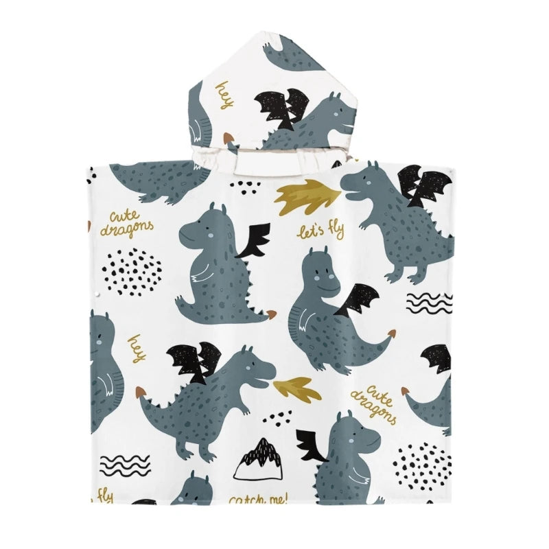 Toddler Kids Beach Towel Cotton Bathrobe Baby Boys Girls Dinosaur Animal Hooded Bathing Towel 60x60cm Children Dinosaur Blanket