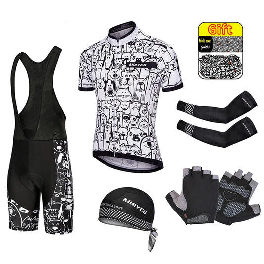 Men's Short-Sleeved Cycling Jersey Suit, Breathable Quick-Drying Clothes, Mountain Bike Set, Sports Equipment, Sweat Wicking