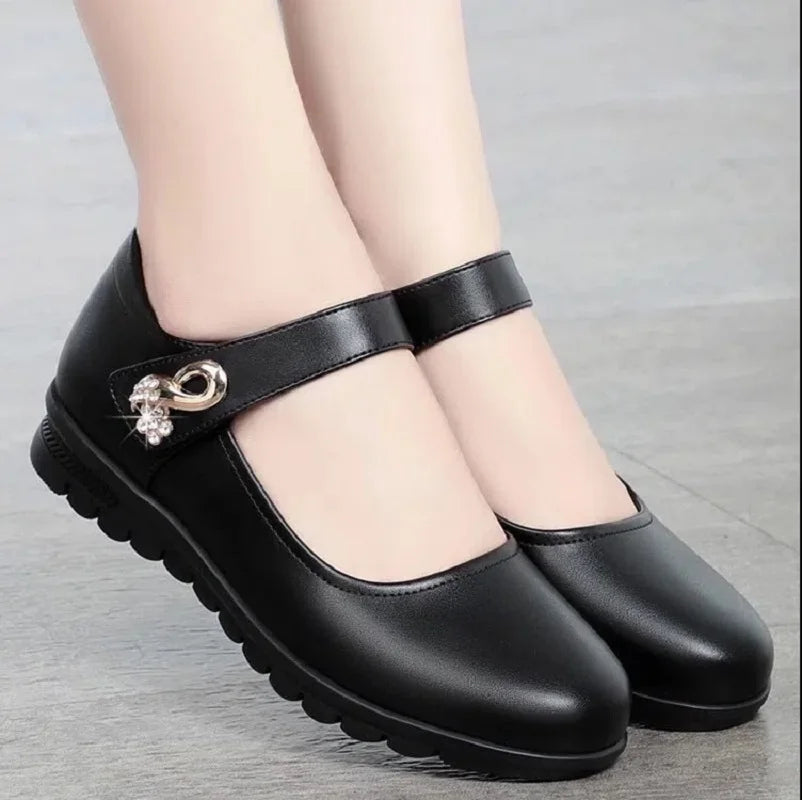 Zapatos De Mujer Women Cute Comfort Buckle Strap Black Patent Leather Height Increased Shoes Lady Cool Wine Red Heel Shoes E818