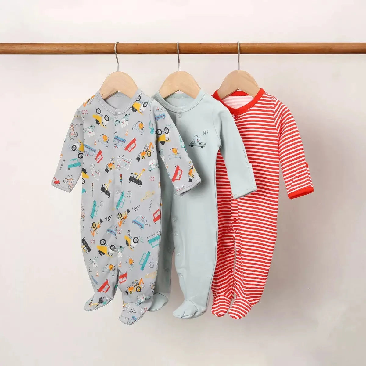 3pcs/Lot Cotton Soft Baby Romper Jumpsuit for Boys Girls with Zipper Footed Long Sleeve Pajama Sleepsuit Outfit Infant Clothes