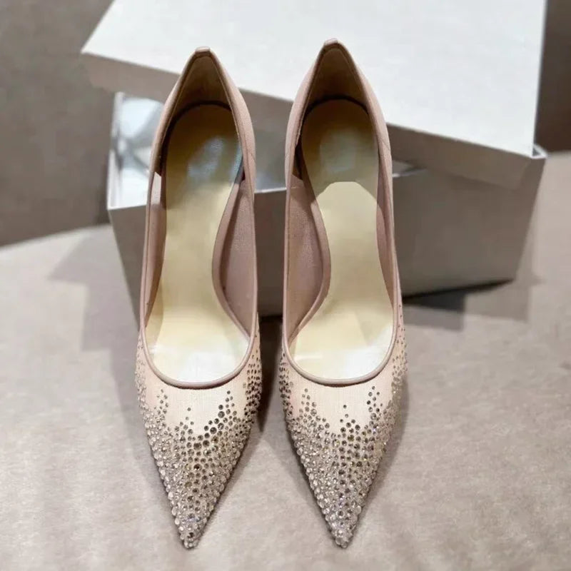 2026 European and American Women's New Mesh Pointed High Heels Shallow Mouth Sexy Fashion Shoes
