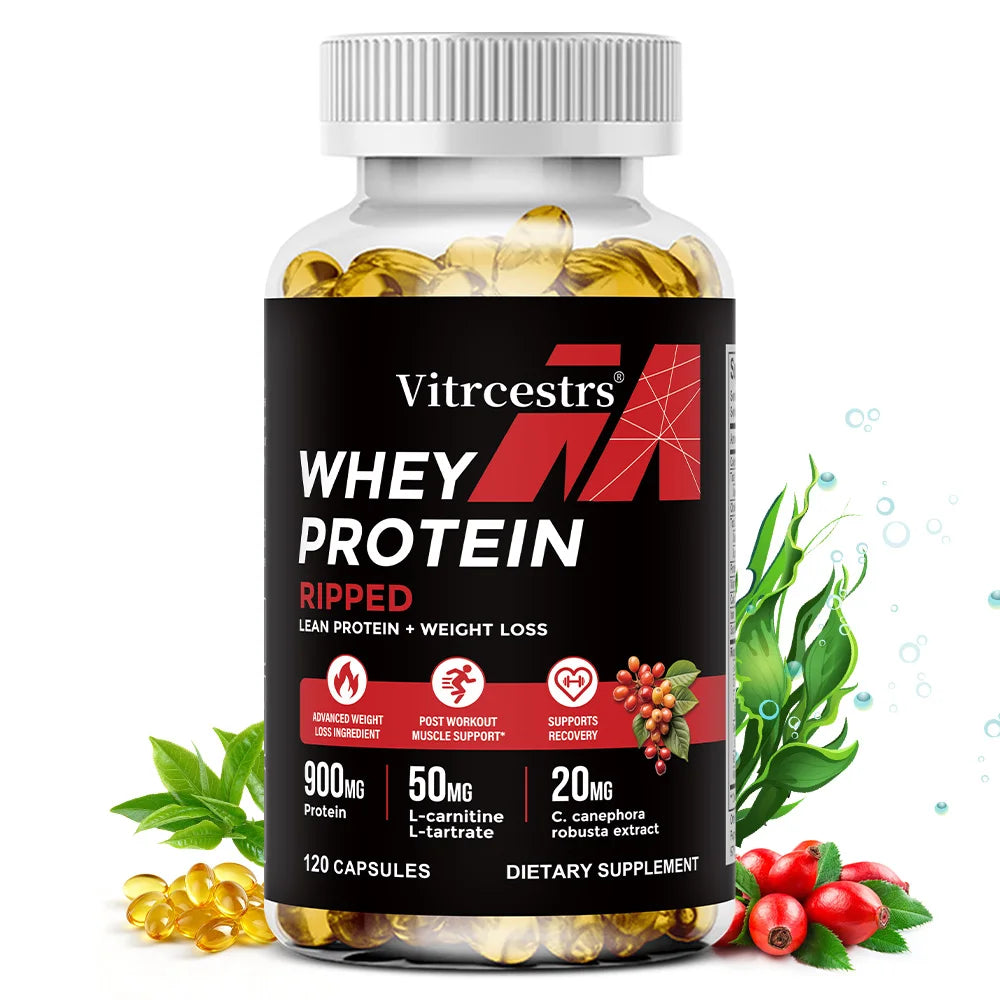Whey Protein Capsules, 900mg Protein, Post‑Workout Recovery & Muscle Support, Balanced Muscle Health, Immune Support