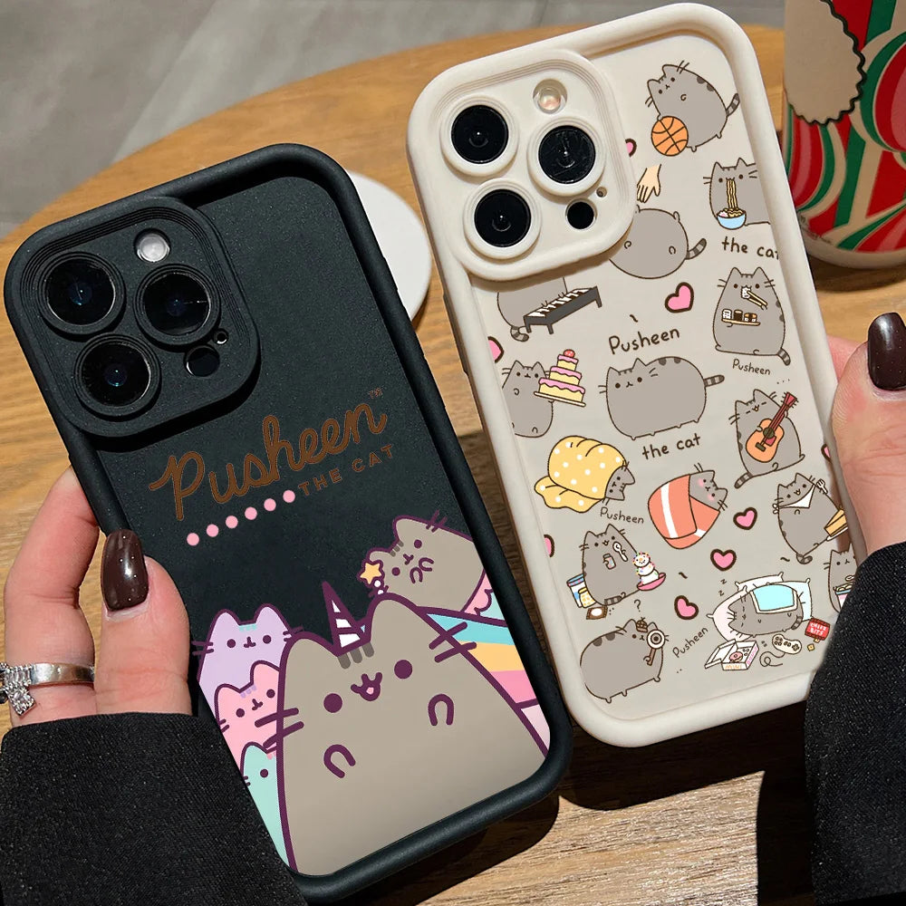 Funny Lovely Pusheen Cat Phone Case For Xiaomi Mi 15 14 13 12 11 Lite Poco M6 X7 X6 F4 F5 X3 X4 X5 C40 GT Pro Ultra 4G 5G Cover