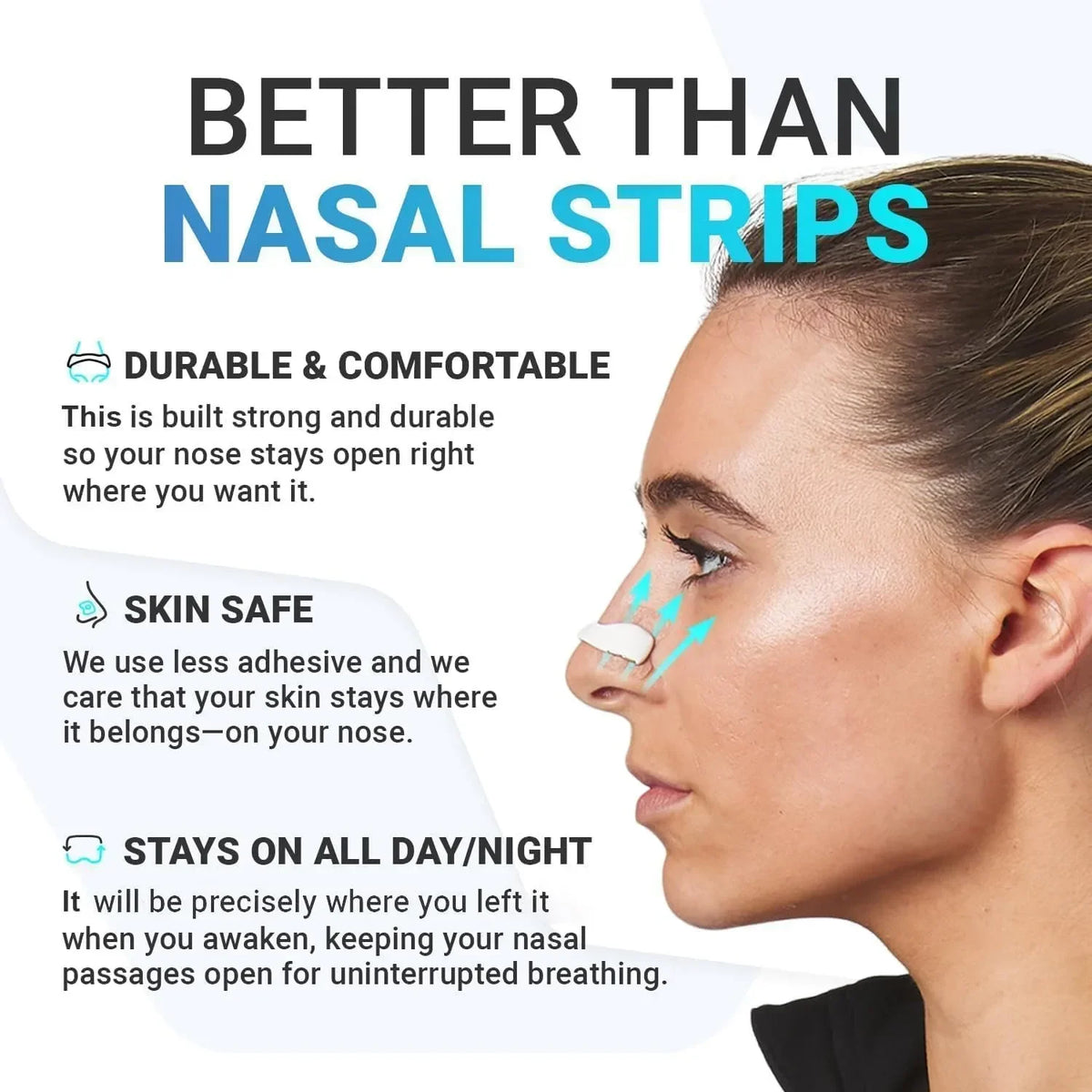 Sweat Resistant Universal Adhesive Refill Nasal Patches Extra Strength Snore Relief Breathing Strips Replacement for Sleep Men Women Adults