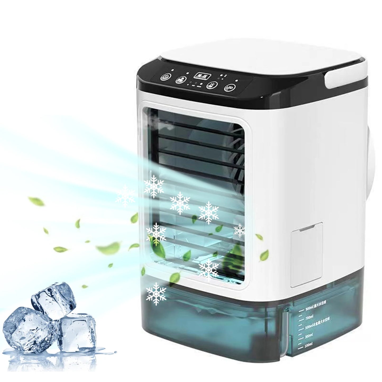 Portable Air Conditioner, Desktop Cold Fan with Colorful Atmosphere Light, Evaporative Air Cooler with Ice Box, 3 Wind Speeds