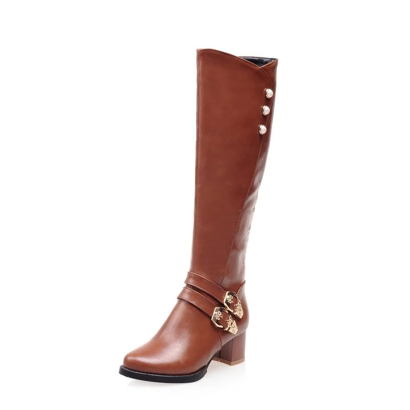 Women's Rubber Boots Female Shoes Zipper Sexy Thigh High Heels High Sexy Round Toe Winter Footwear Rain Ladies Leather Over-the-