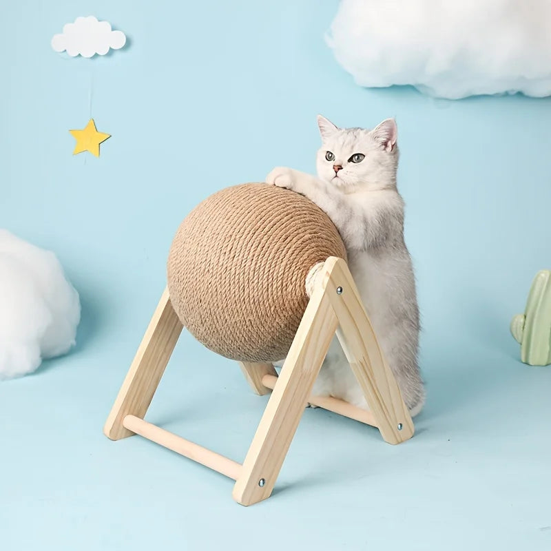 1 Set Cat Scratching Ball Toy: Kitten Sisal Rope Claw Grinding Scratcher - Vertical Design