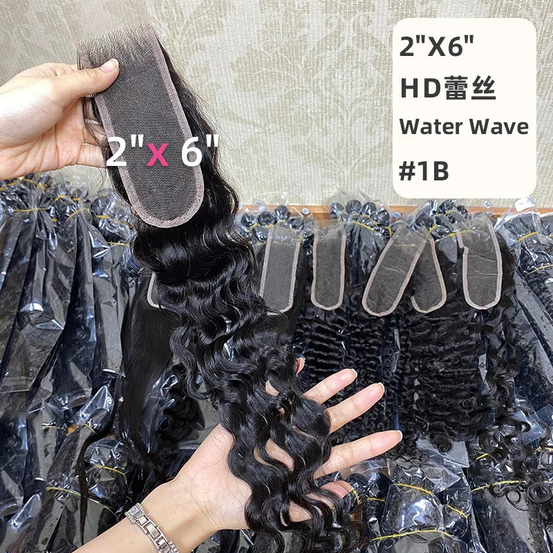 HD Premium 20 Inch 2*6 Lace Closure  Burmese Curly Human Hair Full Hand Weaving Brazilian Virgin Remy for Black Women Wig Making