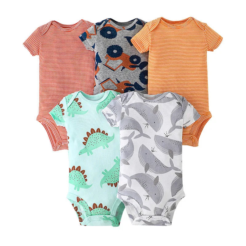 5 Pairs Newborn Baby Bodysuit Short Sleeve Infant Jumpsuit Short Sleeve Cotton Overalls Newborn Infant Jumpsuit  Kids Baby Roup