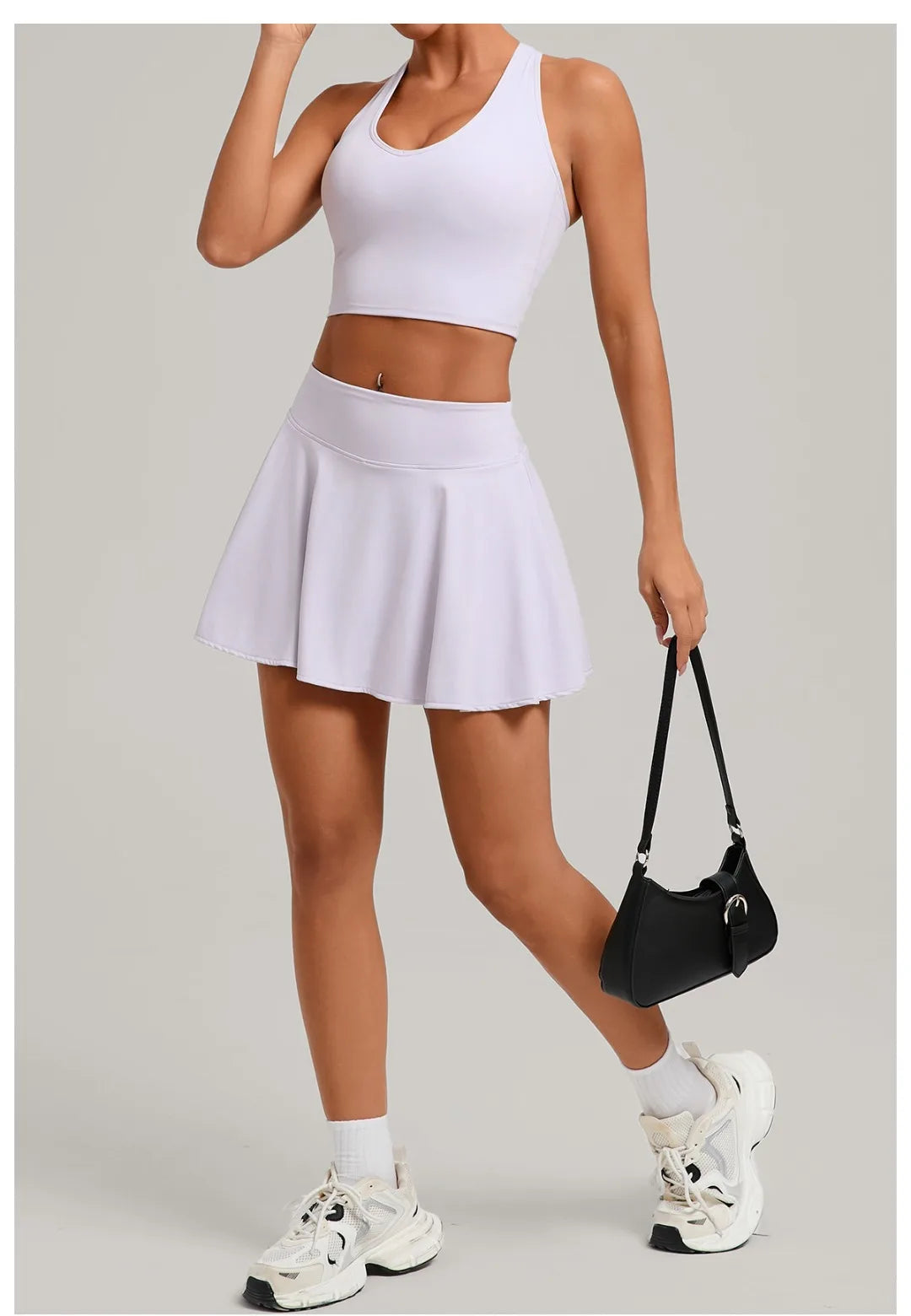 Women's Tennis Skirt Sets Golf High Waist Hip-lifting Anti-Exposure Pokets Fitness Running Sports Beauty Back Vest Workout Suits