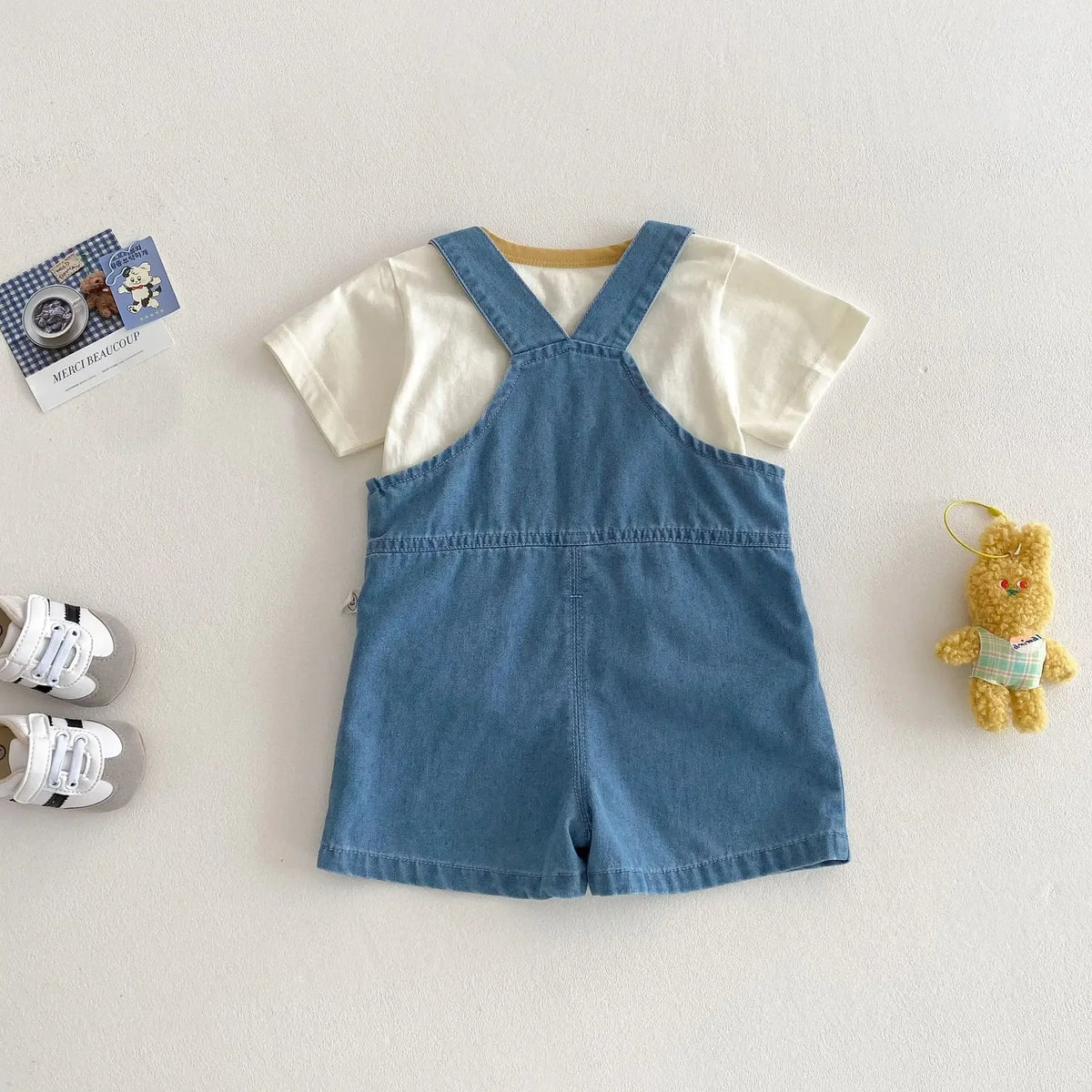 Baby Cartoon T-shirt 2025 New Summer Style 0-5-year-old Boy's Trendy Contrasting Color Base Shirt, Trendy Baby Bear Top
