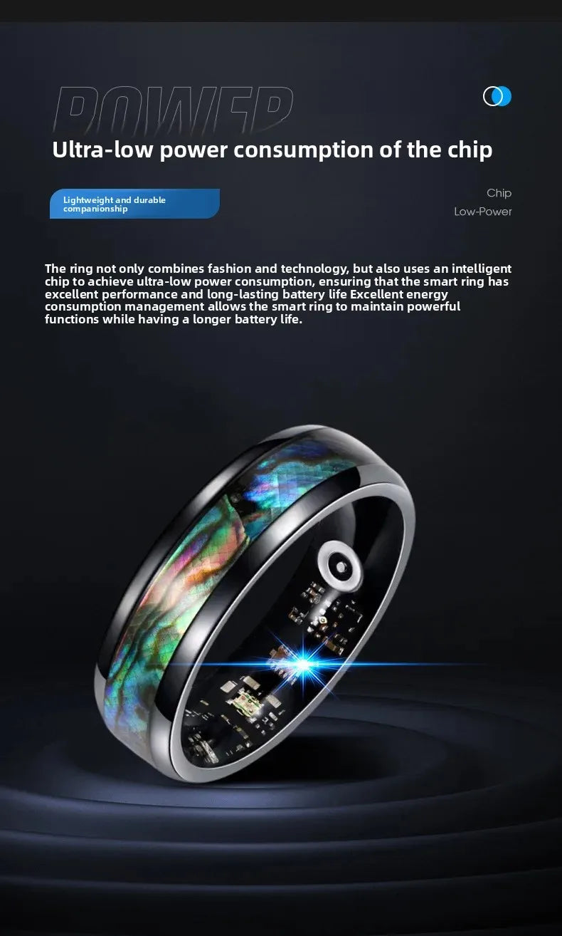 Colorful Abalone Shell Smart Ring Fitness Tracker Heart Rate Blood Oxygen Sleep Health Monitor Intelligent Jewelry Accessories