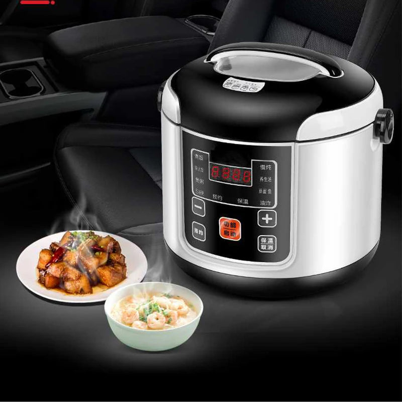 Electric Car Rice Cooker 2L Portable Truck Multi-Cooker Soup Porridge Cooking Food Steamer Electric Lunch Box 12V or 24V