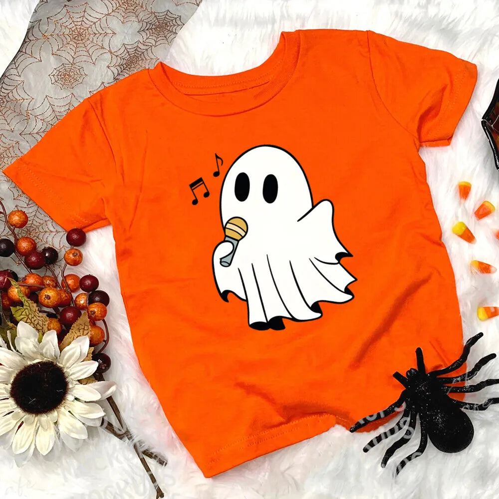 Child Halloween Outfit T-shirt Funny Print Girl Boys T Shirt Fall Festive Shirt Kids Tshirt Clothes Halloween Party Toddler Tops