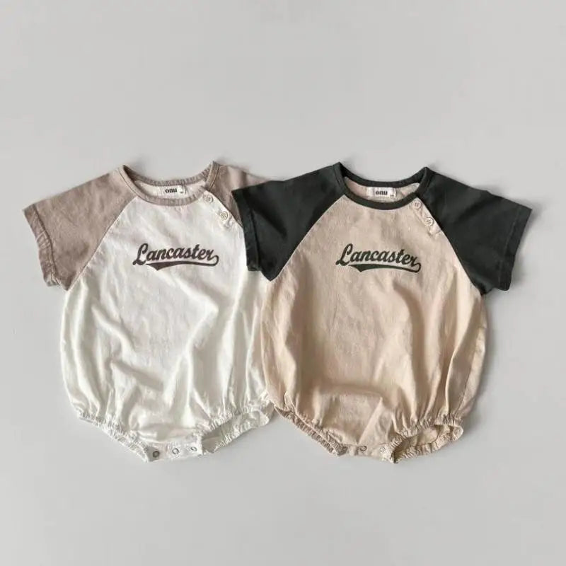 2025 Summer New Baby Short Sleeve Casual Bodysuit Cotton Newborn Boys Girl Letter Print Jumpsuit Cute Infant Clothes 0-24M