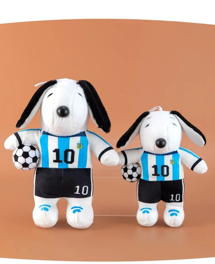 New Peanuts Snoopy Soccer cute Plush Toy Pendant Key Chain Team Jersey Stuffed Doll with Football for Kids Fans Birthday Gift