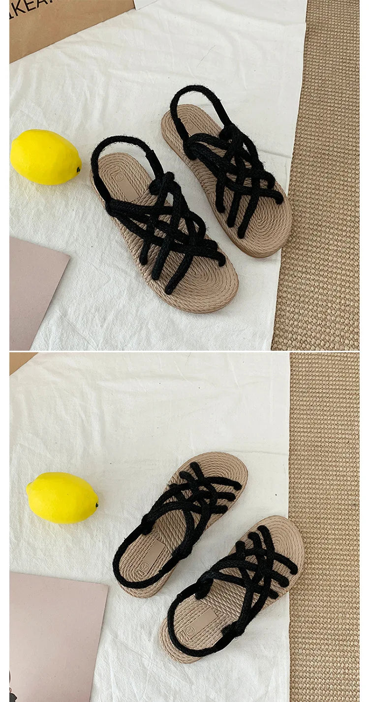 Woman Sandals Shoes Braided Rope with Traditional Casual Style and Simple Creativity Fashion Sandals Women Summer Shoes Zapatos